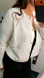 Solid Knit Cardigan in White
