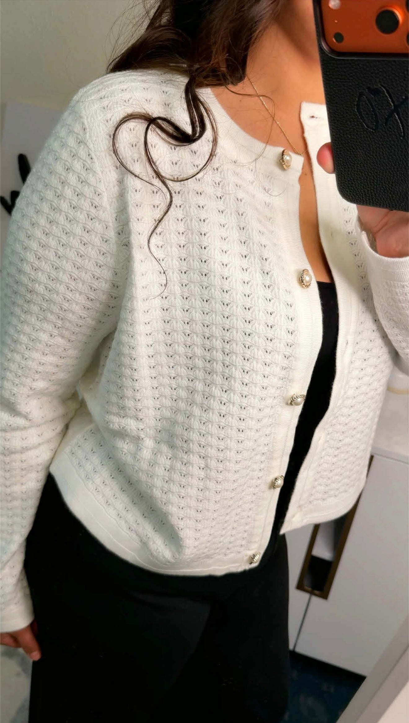 Solid Knit Cardigan in White