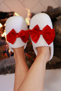 Cozy Bow Slippers White/Red