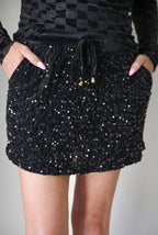Velvet Hour Sequin Skort in Black