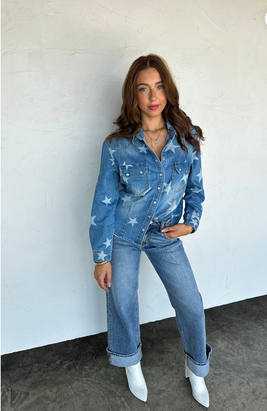 Dolly Denim Top with Stars