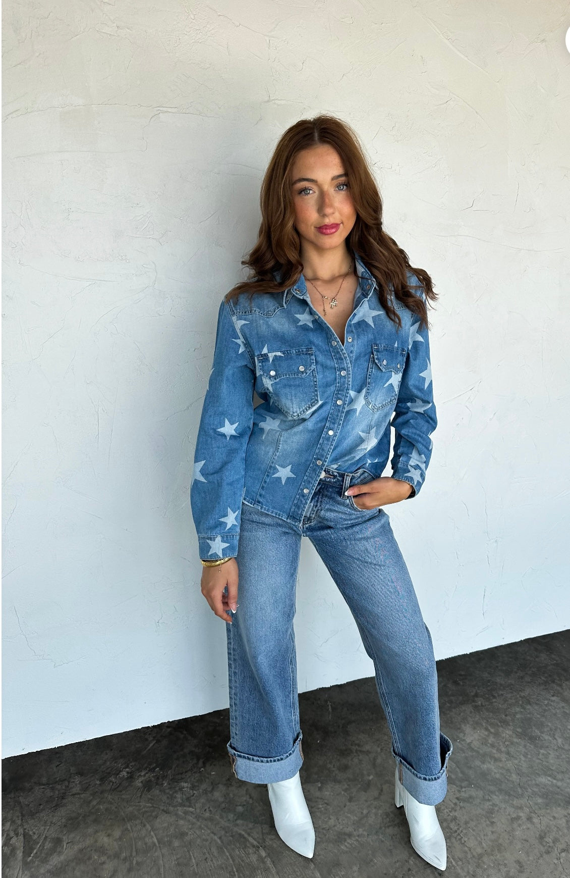 Dolly Denim Top with Stars