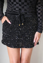 Velvet Hour Sequin Skort in Black