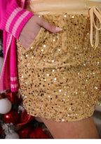 Velvet Sequin Skort in Vintage Gold