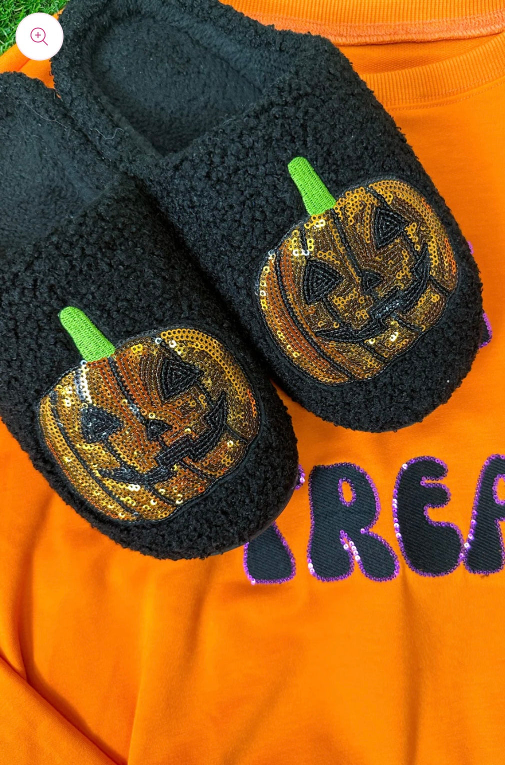 Sequin Pumpkin Slippers