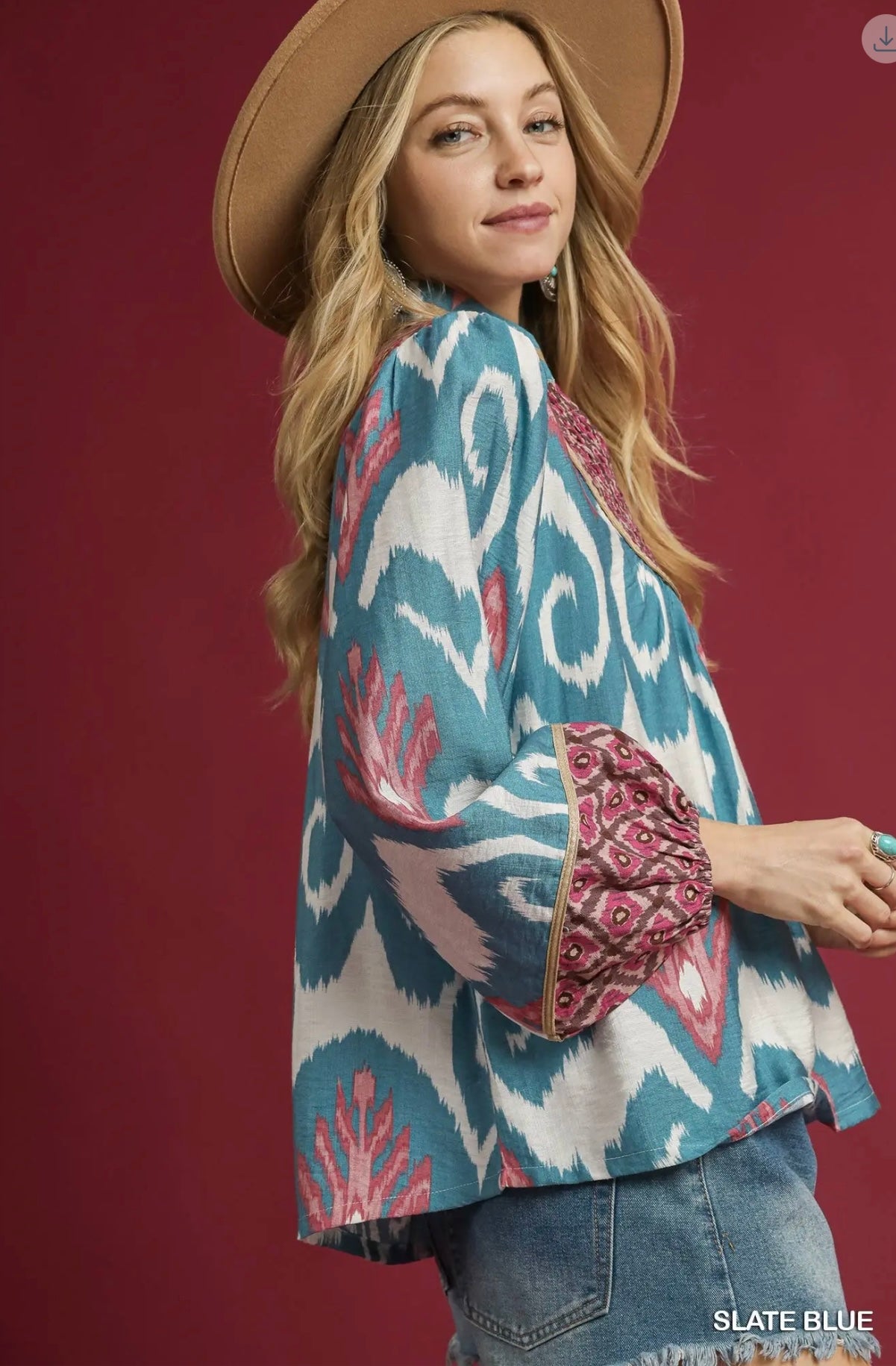 Slate Blue Boho Blouse