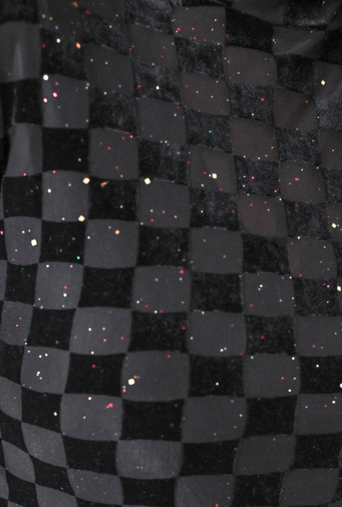 Velvet Mesh Top in Black Checkered