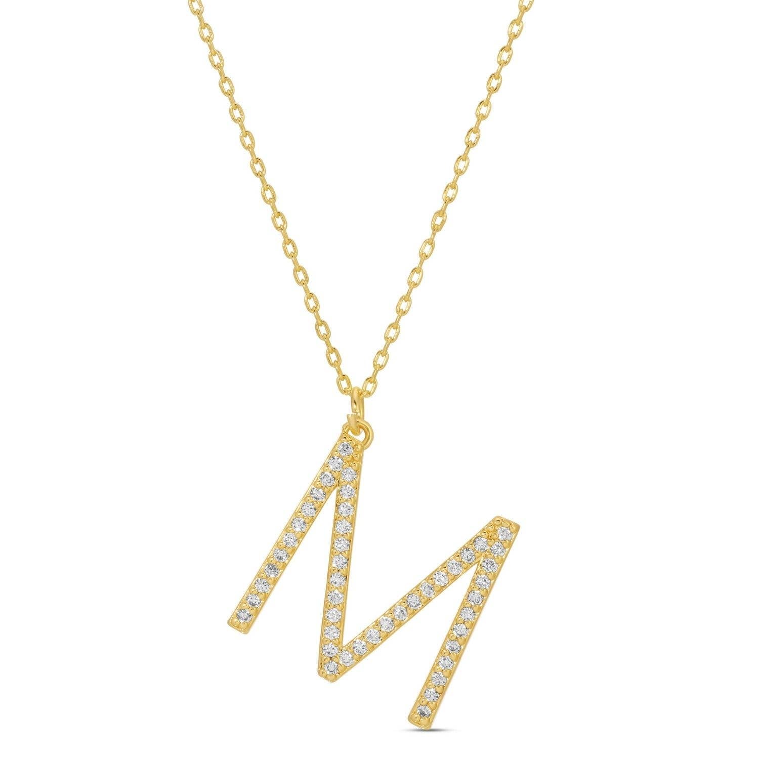 Large Pave Initial Pendants