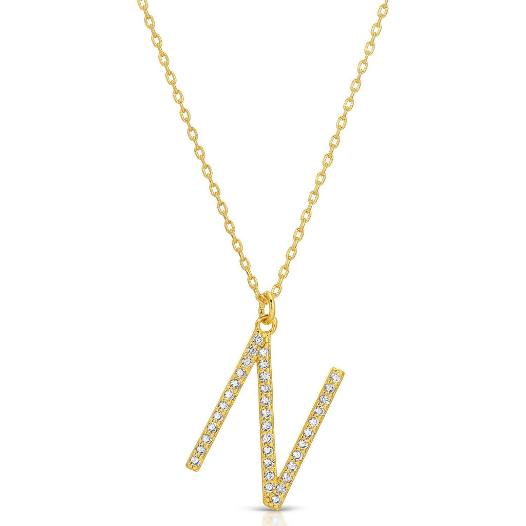 Large Pave Initial Pendants