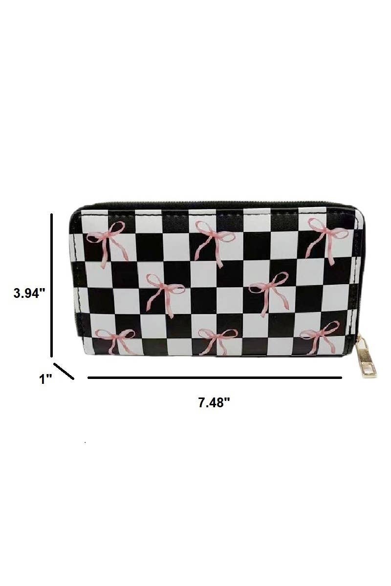 SI-27934 Trendy Bow Ribbon Vegan Leather Long Wallet