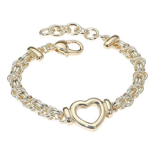 14K Gold Plated Open Heart Link Chain Bracelet