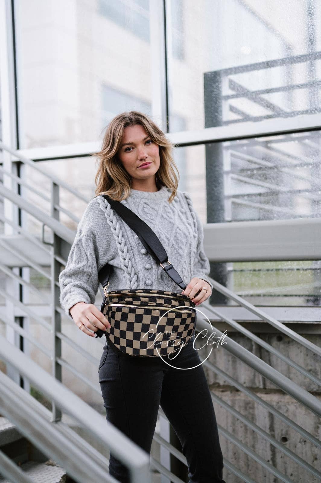 Farah Fanny Pack Shldr Sling Bag - Tan Checkered