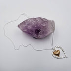 Hammered Tall Heart Pendant Long Necklace