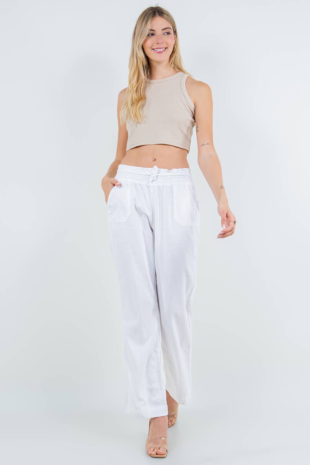 Oceanside Linen Blend pull up Pants