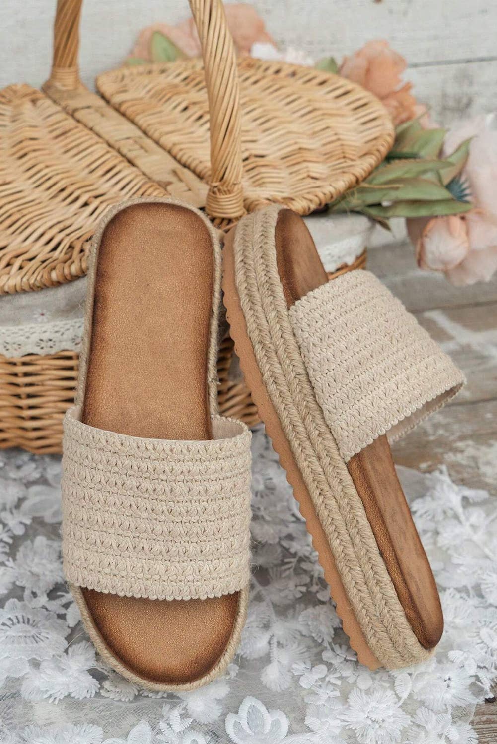 Boho Woven Non-slip Wedge Slippers