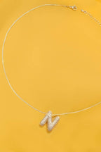 INITIAL PAVE RHINESTONE BUBBLE BALLOON NECKLACE