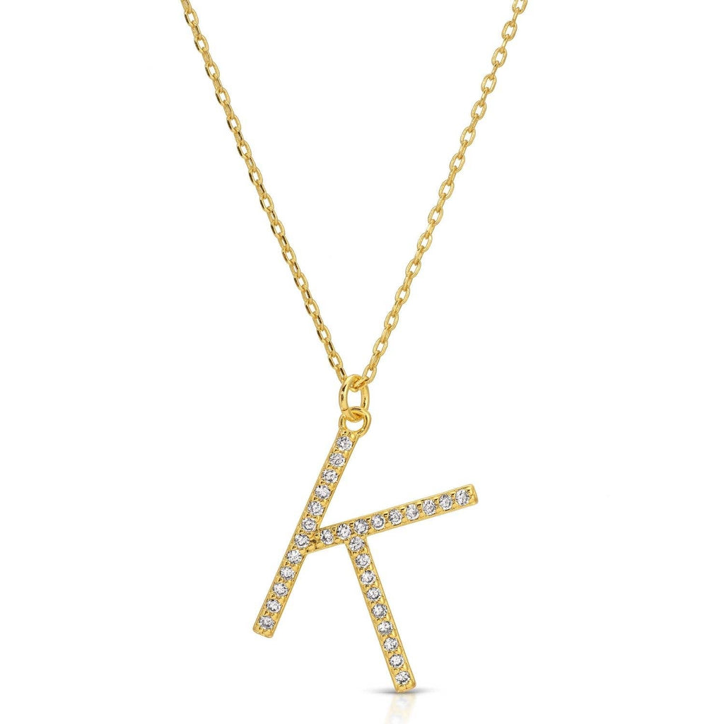 Large Pave Initial Pendants