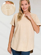 French Terry Vintage Wash Casual Top w/ back patch