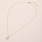 SECRET BOX_Stainless Steel Stone Paved Open Heart Pendant Necklace