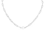 Stainless Steel / Gold Paperclip Necklace With Pearl