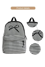 Coquette Bow Embroidered Checkered Backpack