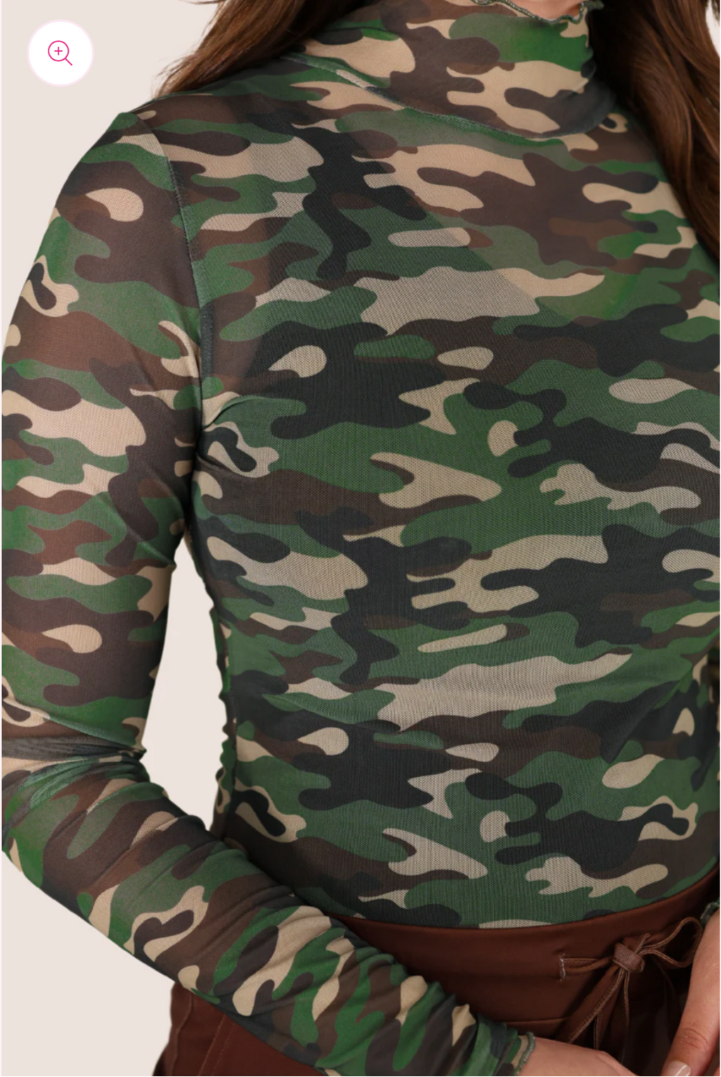 Camo Keigan Mesh Top